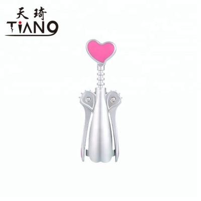 Heart shaped head zinc alloy wine corkscrew for gift,pink cute novelty wine corkscrew/wine opener